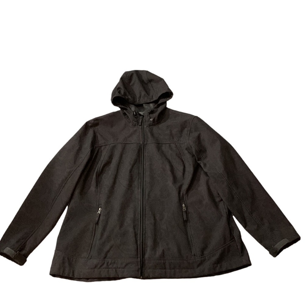 Free Country Hooded Jacket, Size 2X, Black on Black Pattern